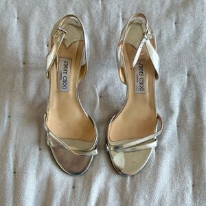 Jimmy Choo Metallic Silver Heels